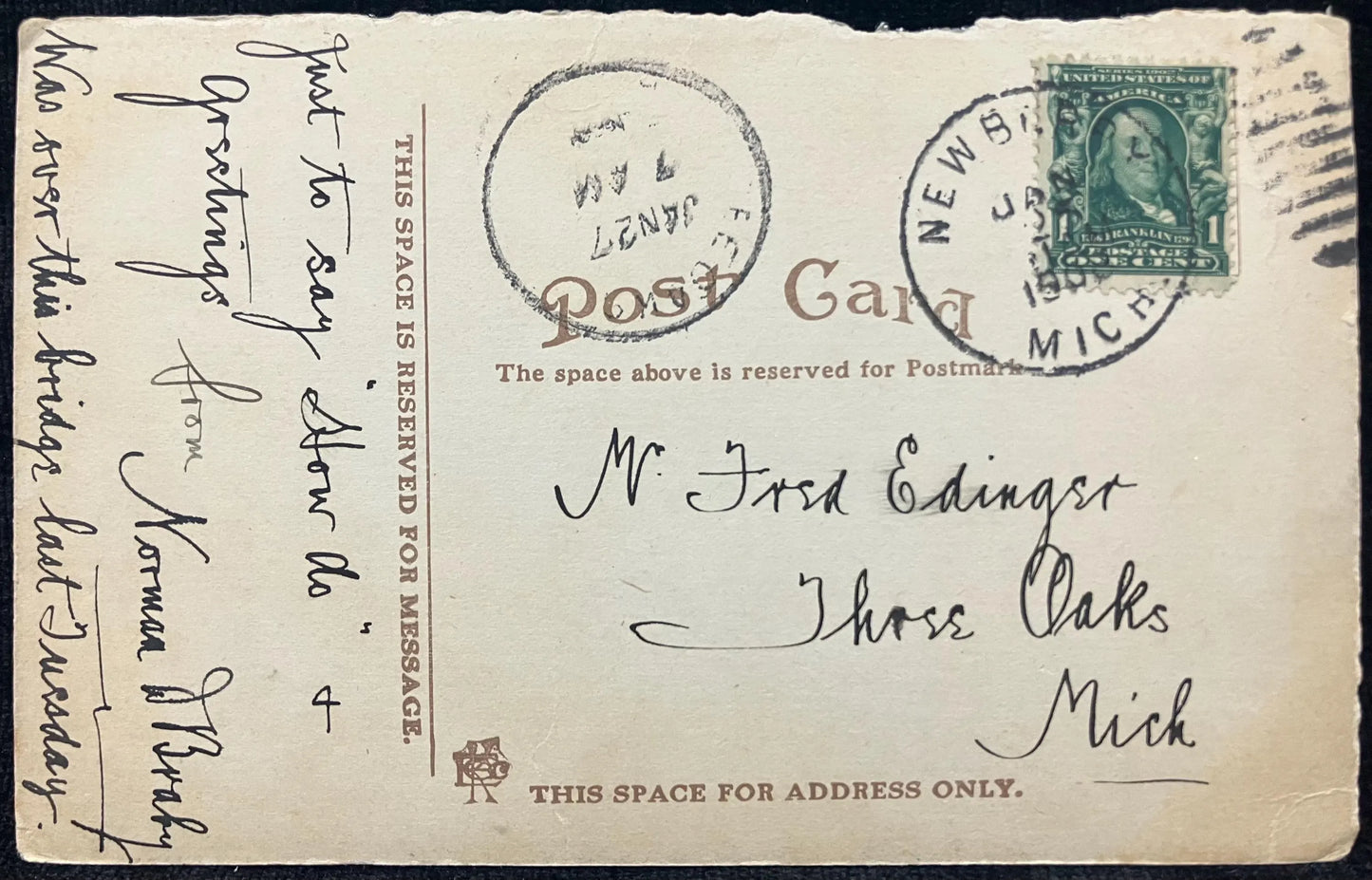 New Bridge over the Tittabawassee at Midland, Michigan - Longest Span in the State, 900 ft. - Vintage Bridge Postcard