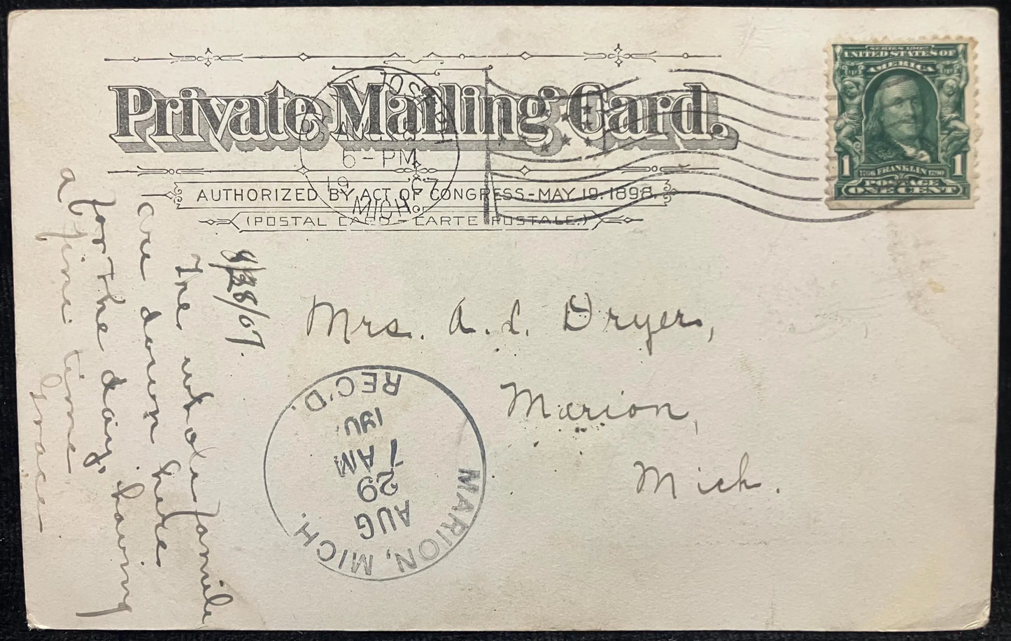 A Strike on the St. Joseph River, Michigan - Vintage Fishing Postcard