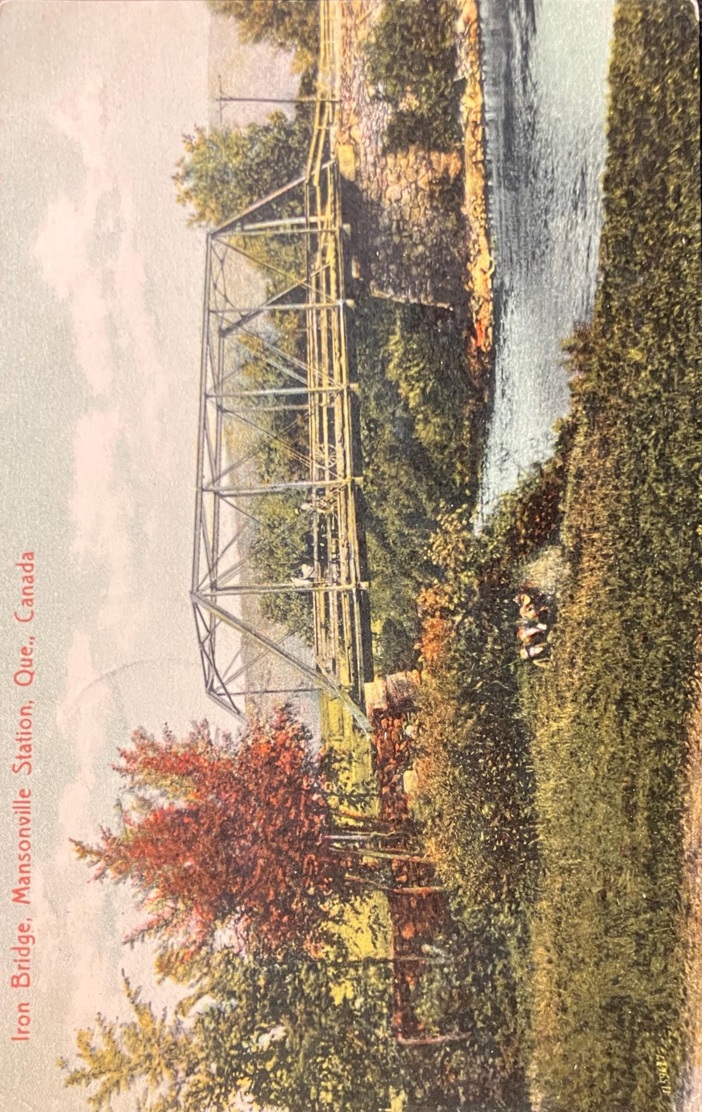 Iron Bridge - Mansonville Station, Que., Canada - Made in Germany - 1909 Postcard