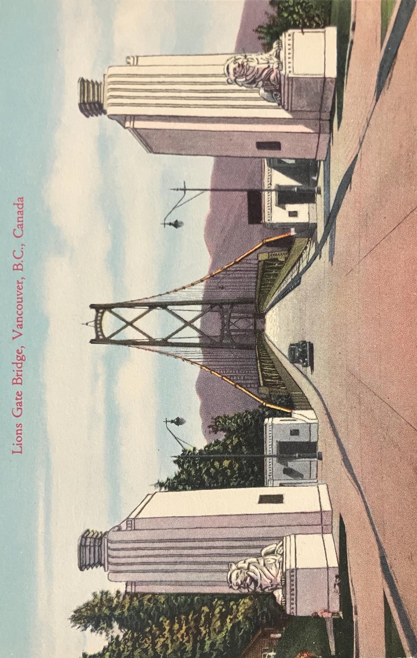 Lions Gate Bridge - Vancouver, B. C., Canada - Printed in Canada - Vintage Canadian Postcard