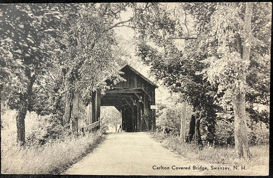 Carlton Covered Bridge, Swanzey, N.H. - Vintage 1925 Covered Bridge Postcard