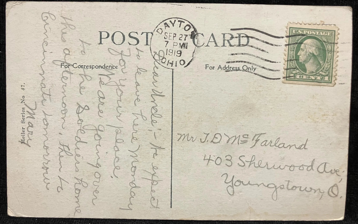 Entrance to Grotto and Falls, Soldiers' Home, Dayton, Ohio - Vintage Armed Service Postcard