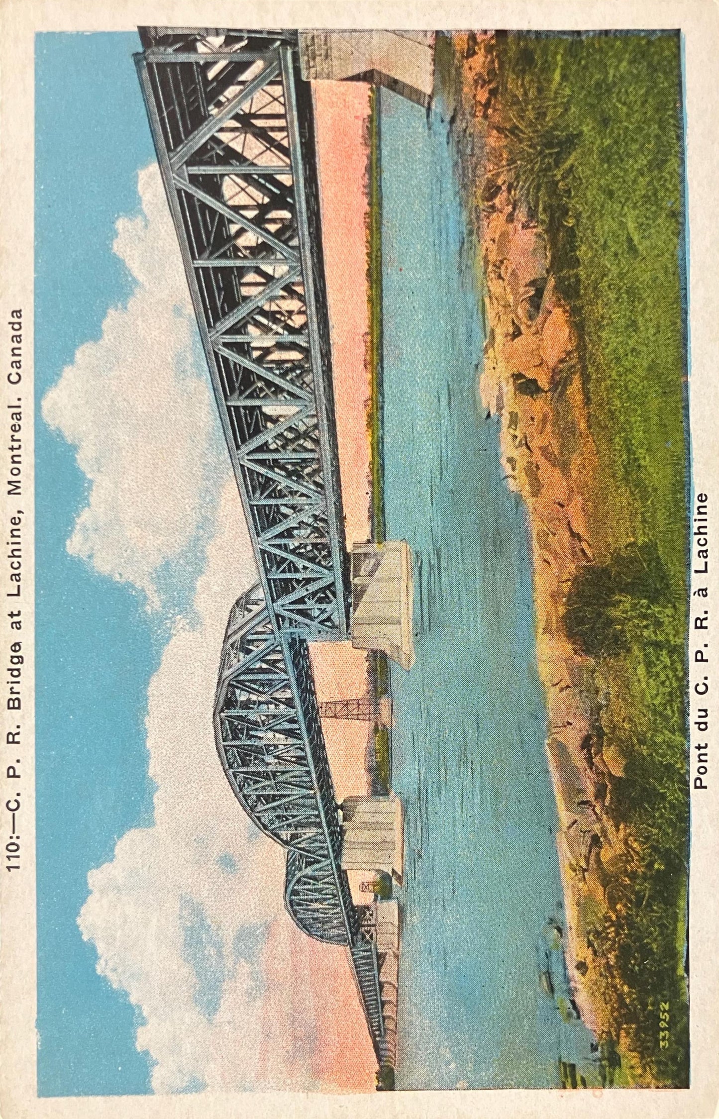 C. P. R. Bridge - Lachine, Montreal, Canada. - Pont du c. p. r. á Lachine - Vintage Railway Bridge Postcard