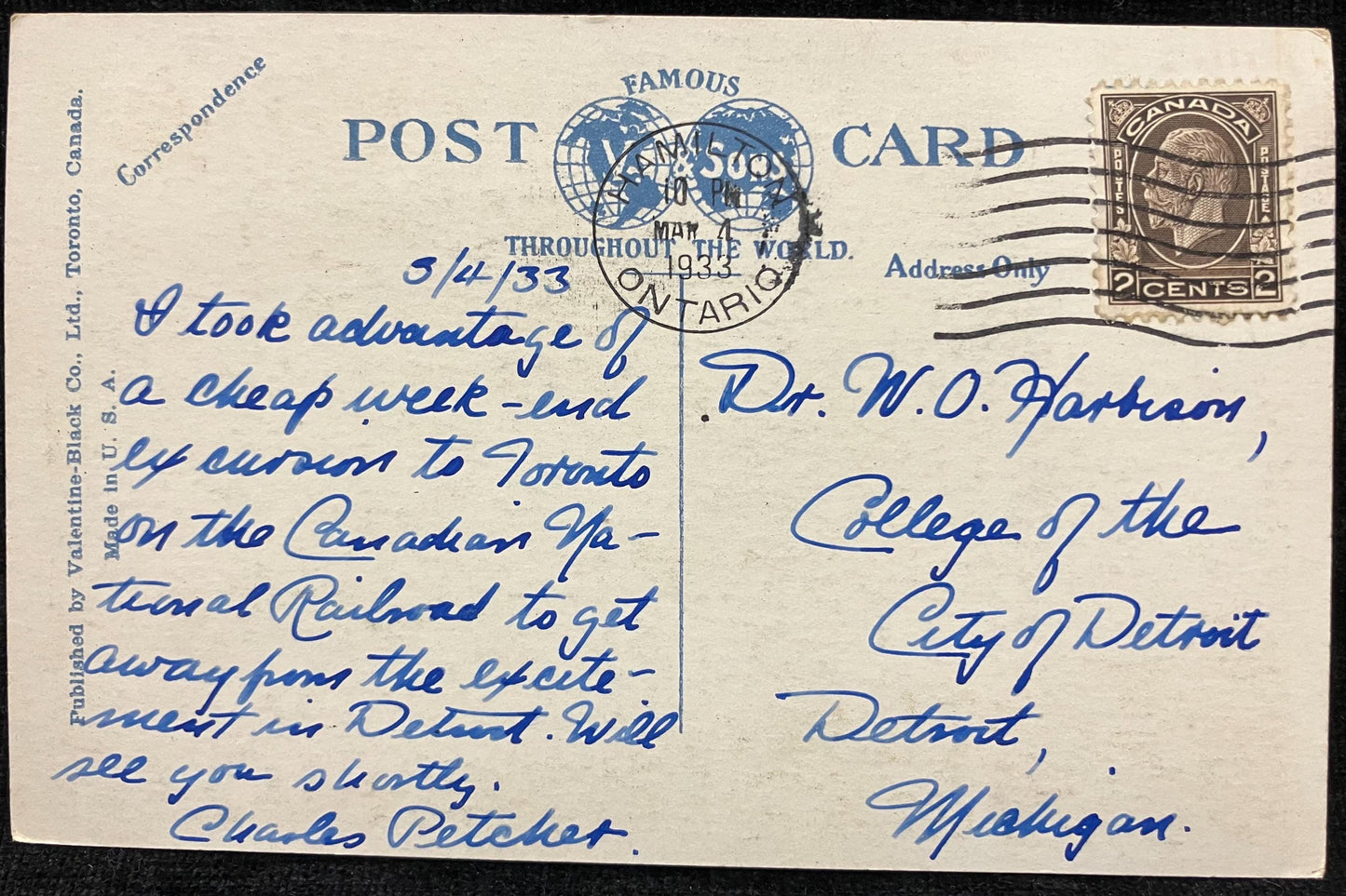 Canadian National Railway’s Proposed Station - Hamilton, Ont., Canada - Printed in Canada - 1930 Railway Postcard