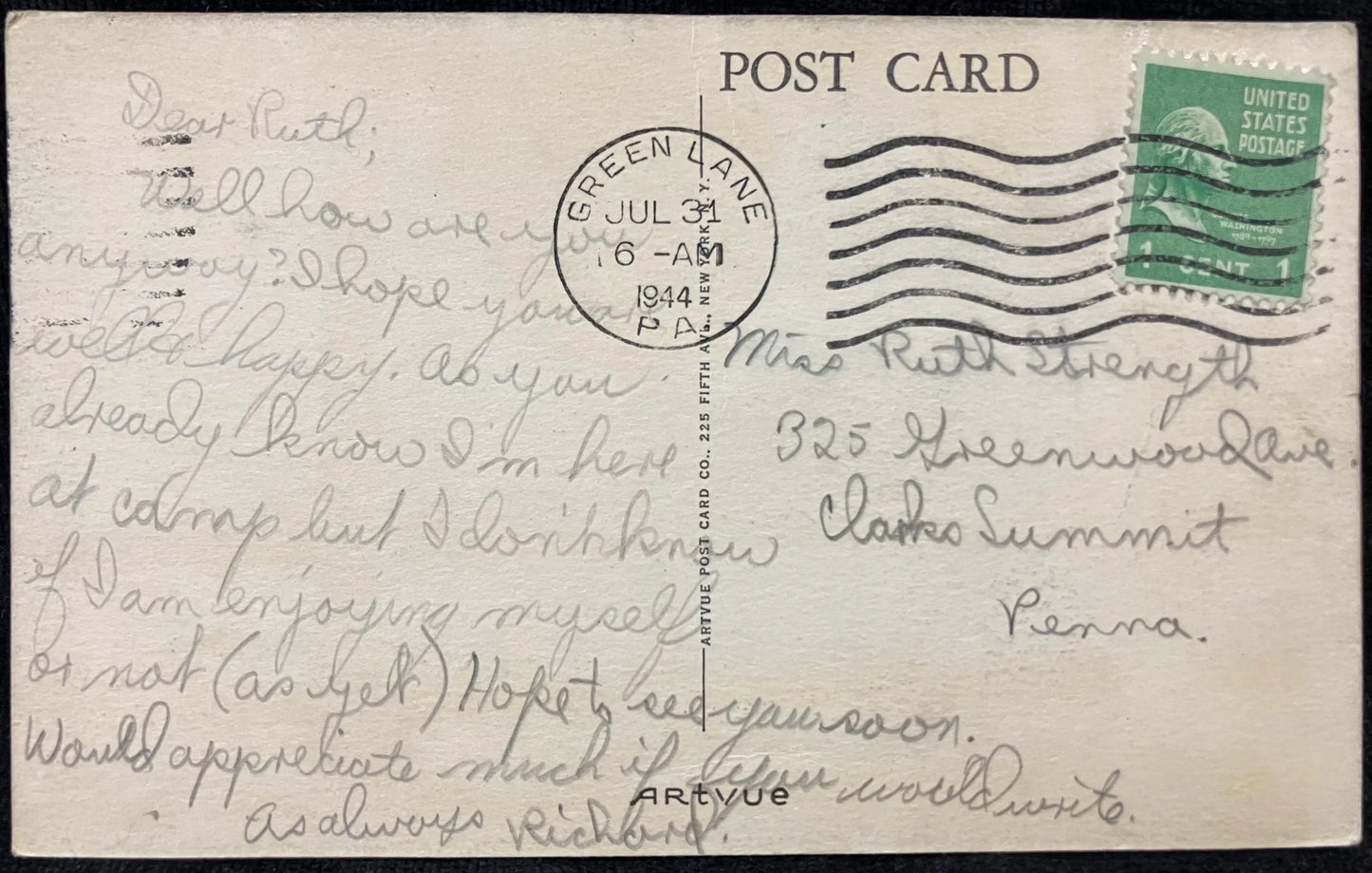 Grove Tabernacle for Young People, Maranatha Park, Green Lane, Pennsylvania - Vintage Tabernacle Postcard