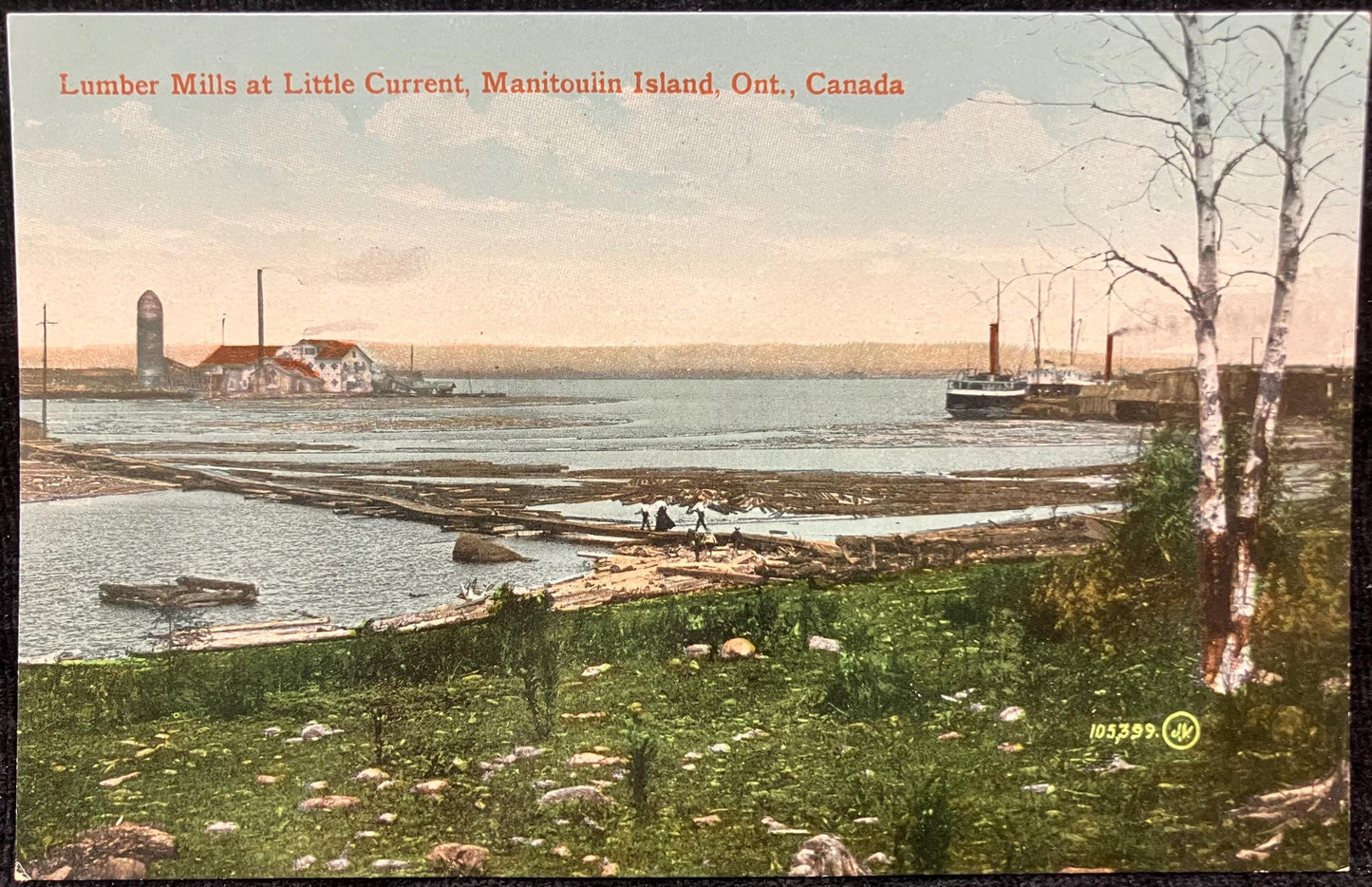 Lumber Mills at Little Current - Manitoulin Island, Ont., Canada - Printed in Great Britain - International Postcard