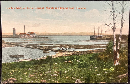Lumber Mills at Little Current - Manitoulin Island, Ontario, Canada - Printed in Great Britain - International Postcard