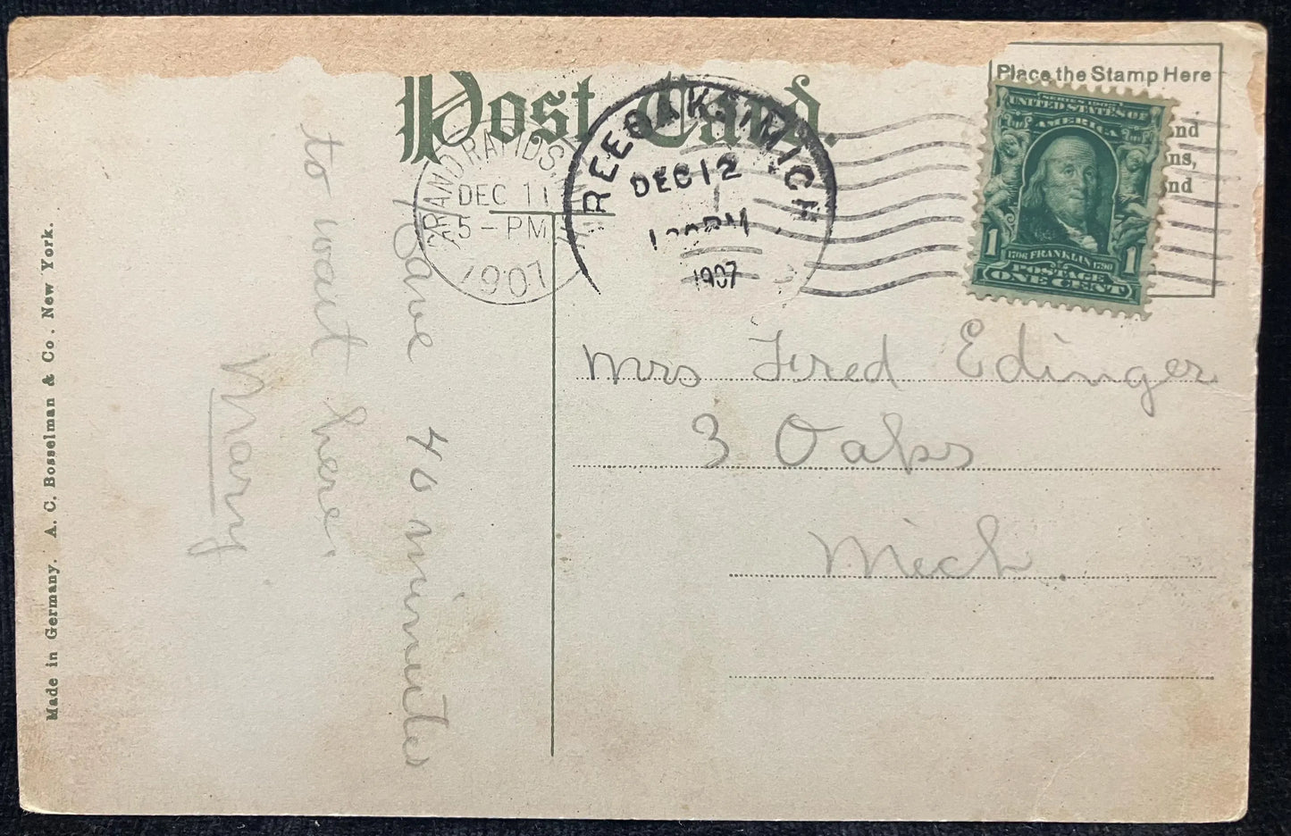 Union High School, Grand Rapids, Michigan - Made in Germany - Vintage High School Postcard