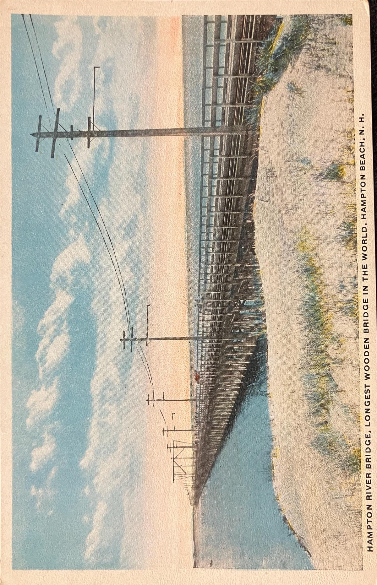Hampton River Bride, Longest Wooden Bridge in the World, Hampton Beach, New Hampshire - Vintage Brid