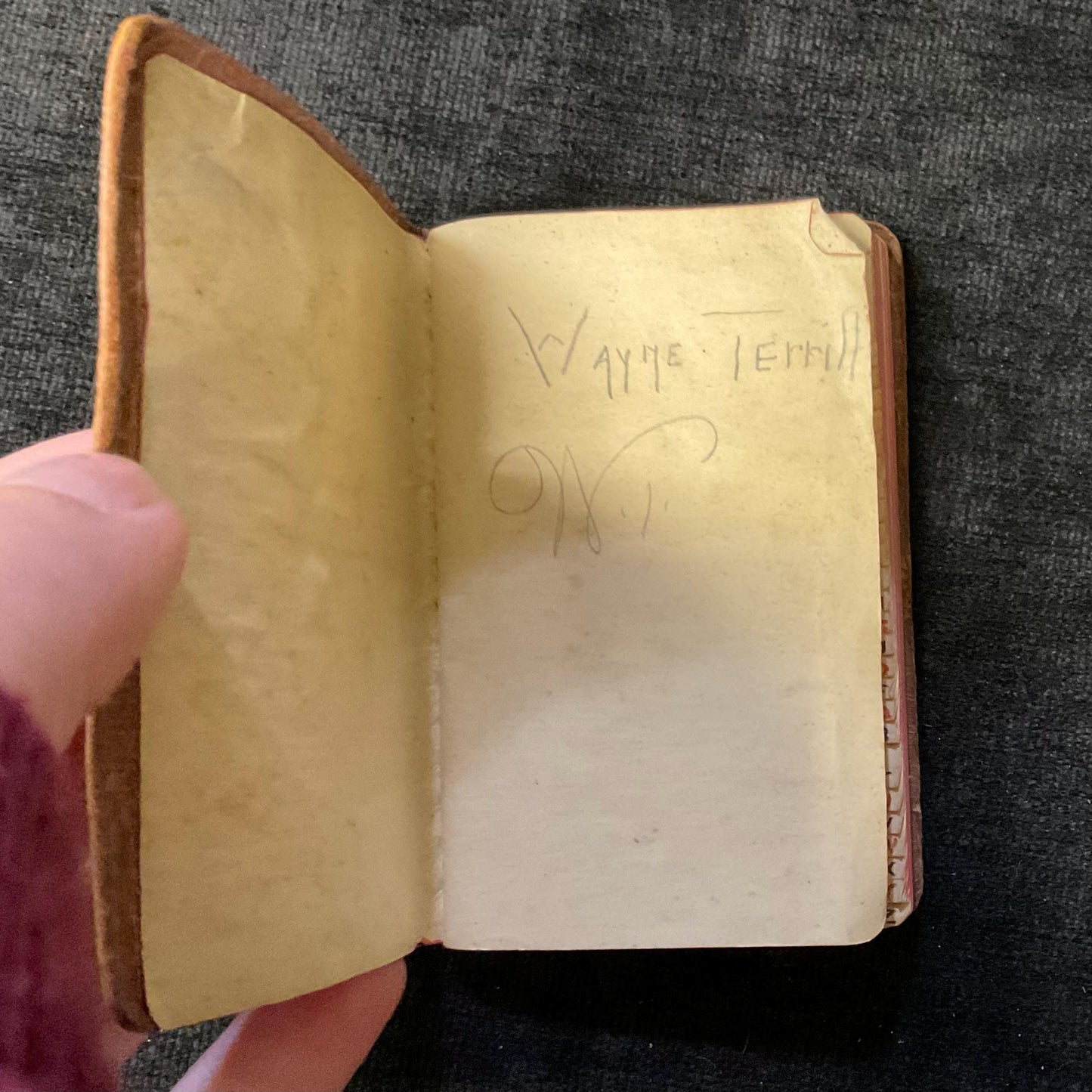 Mini Address Book Made by Indigenous People in Marcellus, Michigan -1930s Souvenir - Native American Made Leather Covered Book
