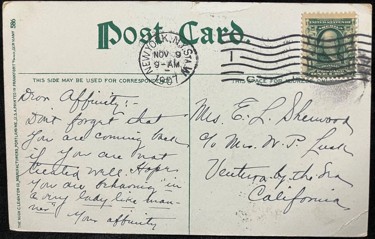 North from Flat-Iron Building, New York - Printed in Germany - Vintage Postcard