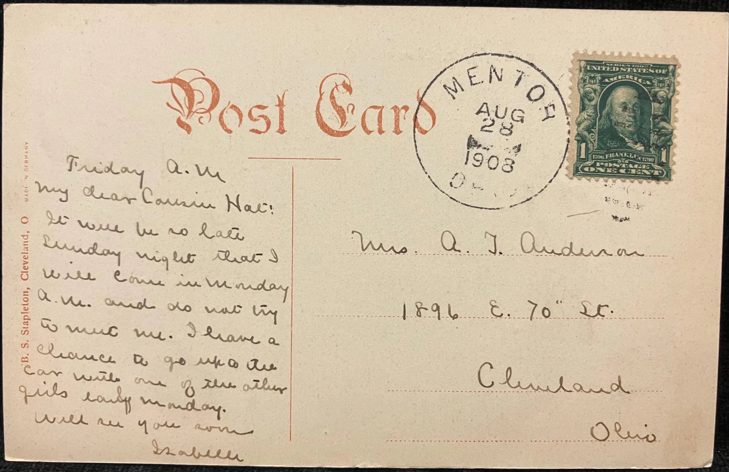 Entrance to Harbor, Cleveland, Ohio - Vintage Postcard