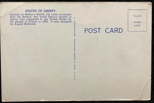 Statue of Liberty - Bedloe’s Island, New York - Vintage Postcard