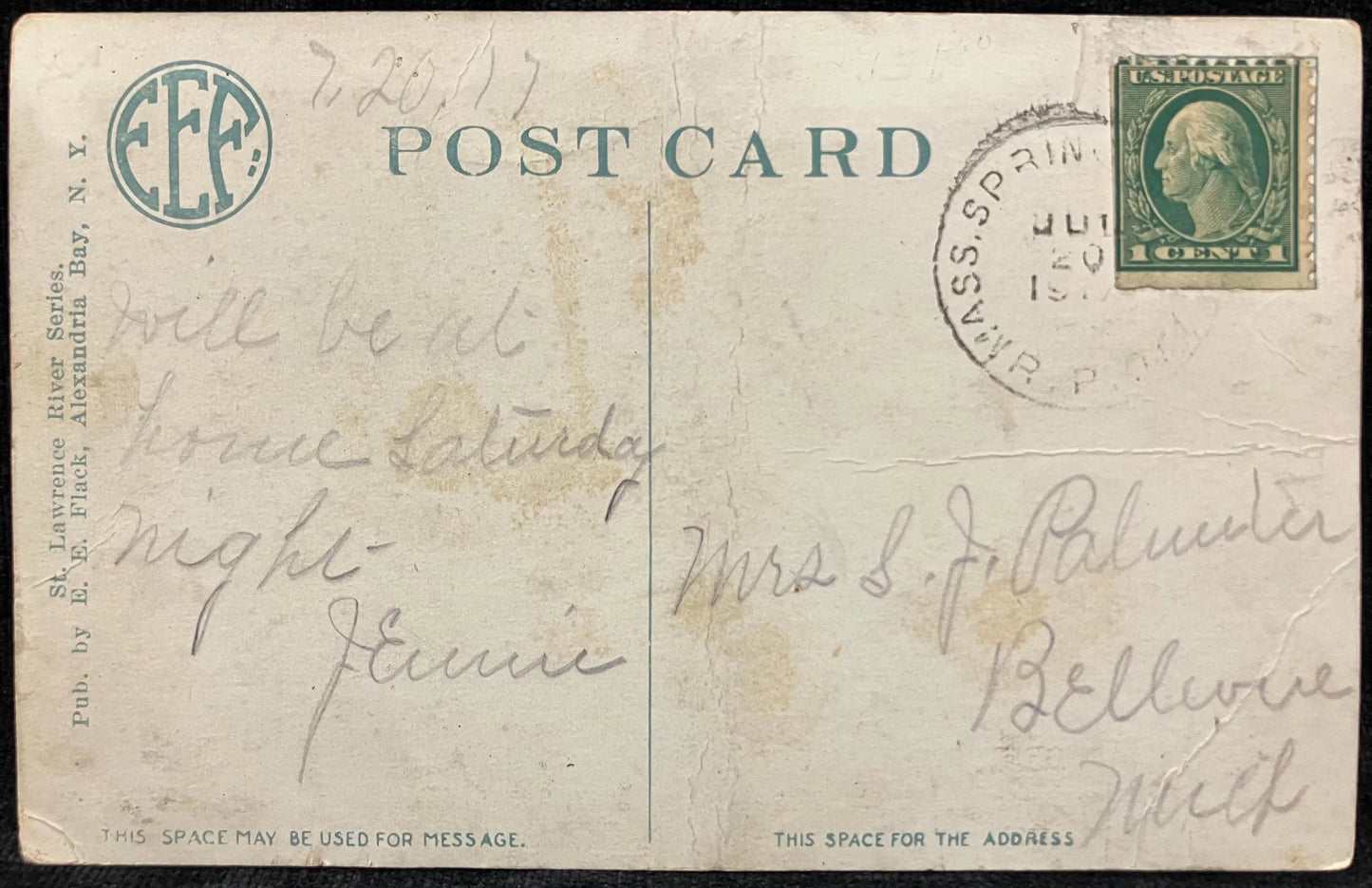 View from Thousand Island House Grounds, Alexandria Bay, Thousand Islands, New York - Vintage Postcard