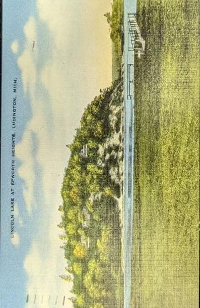 Lincoln Lake at Epworth Heights, Ludington, Michigan - Vintage Postcard