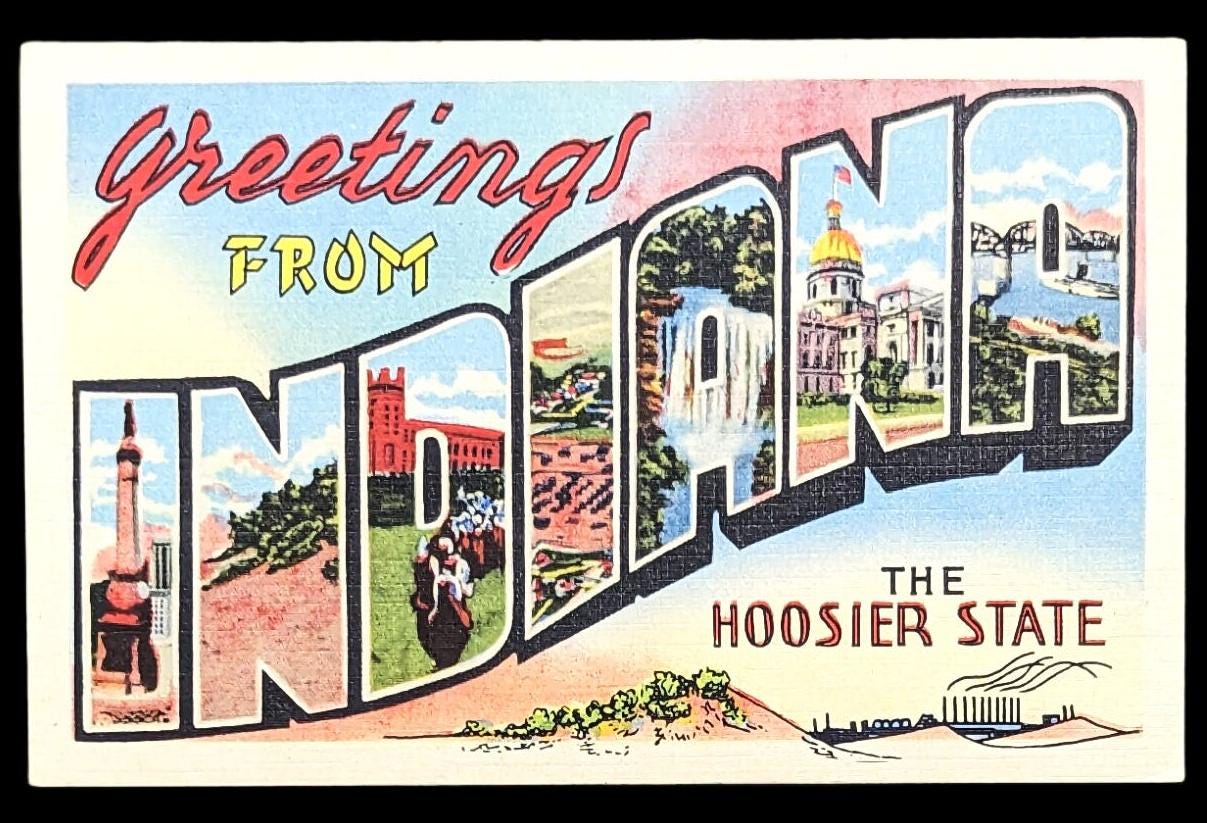 Greetings from Indiana, The Hoosier State - Digital Print Download