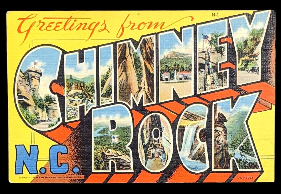 Greetings from Chimney Rock, North Carolina - Digital Print Download