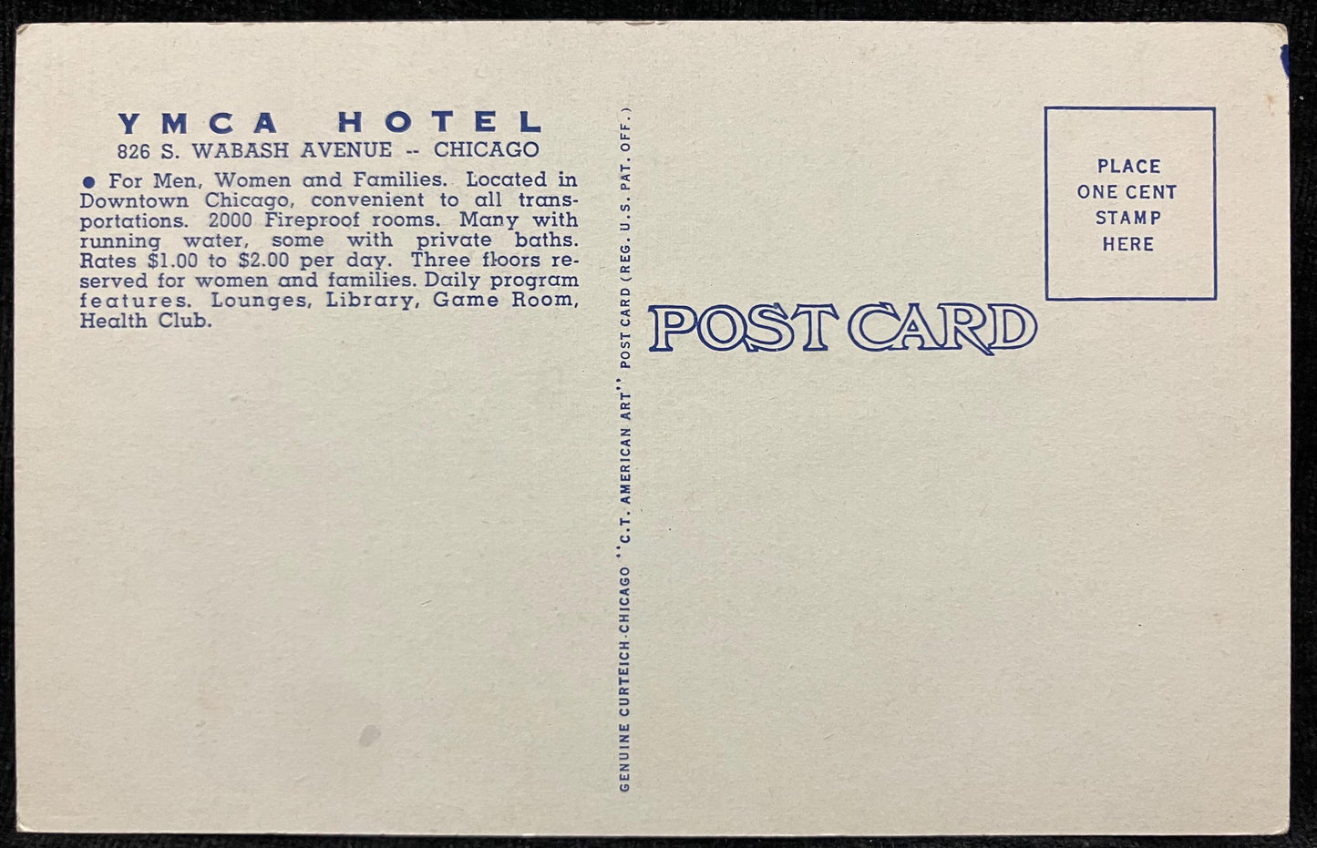 YMCA Hotel - Chicago, Illinois - Vintage Hotel Postcard