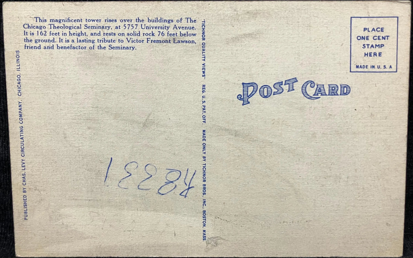 Theological Seminary, University of Chicago, Illinois - Vintage University Postcard