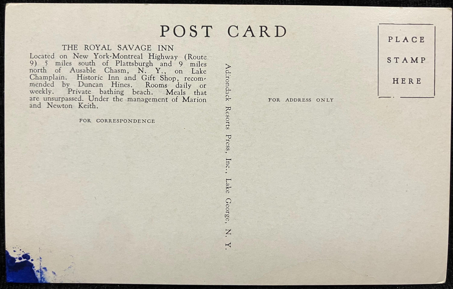 The Royal Savage Inn, Route 9, Plattsburgh, New York - Vintage Inn Postcard