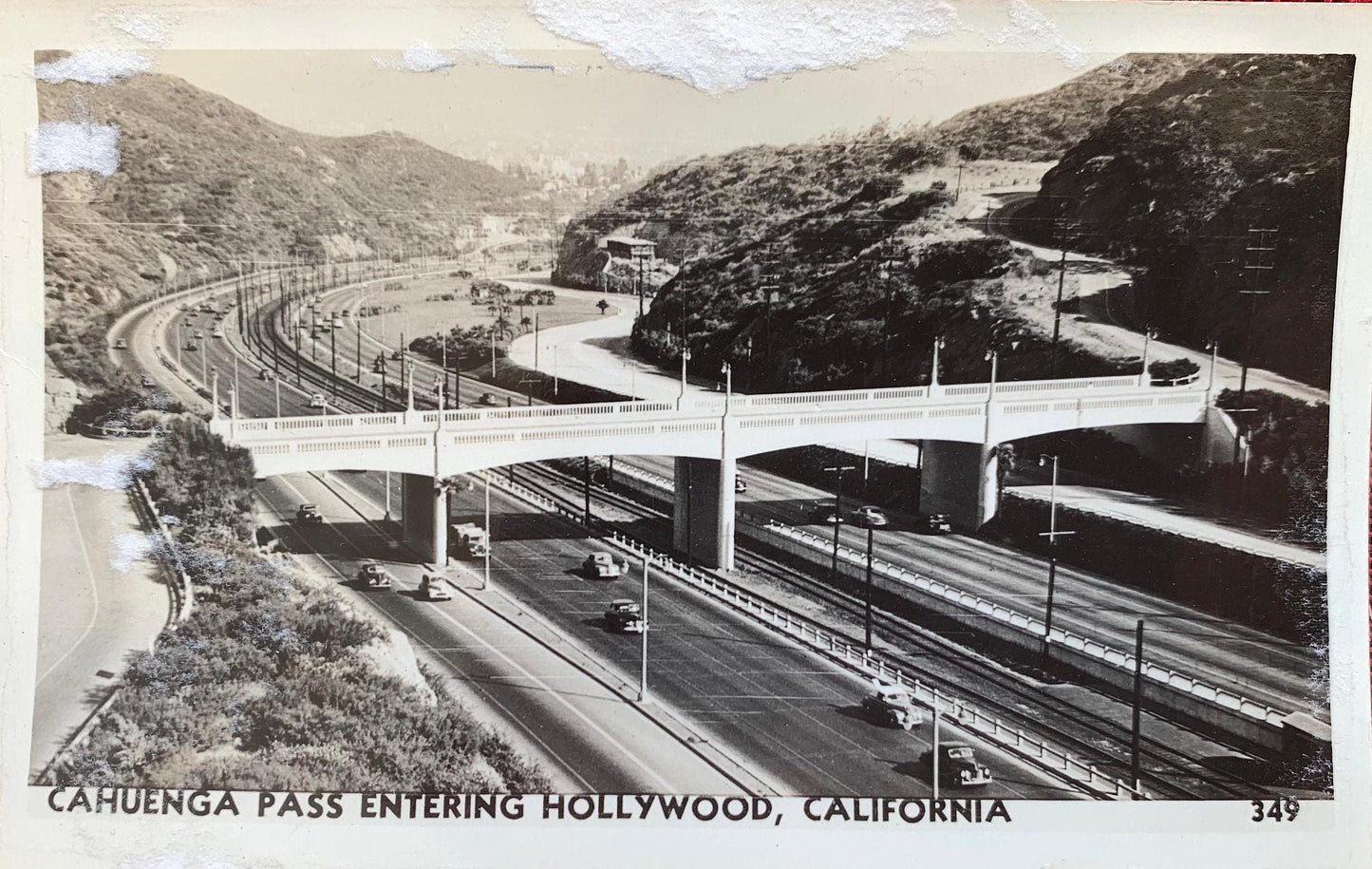 RPPC - Cahuenga Pass Entering Hollywood - California Vintage - Real Photo Post Card - some damage at top edge, but great photo