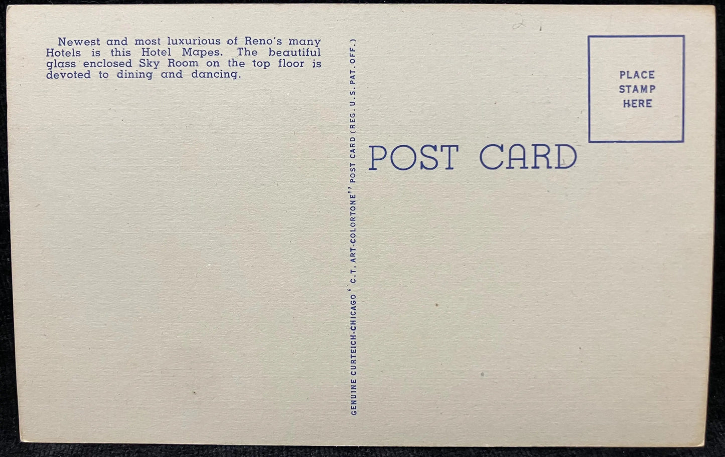 New Hotel Mapes and Truckee River, Reno, Nevada - Vintage Hotel Postcard