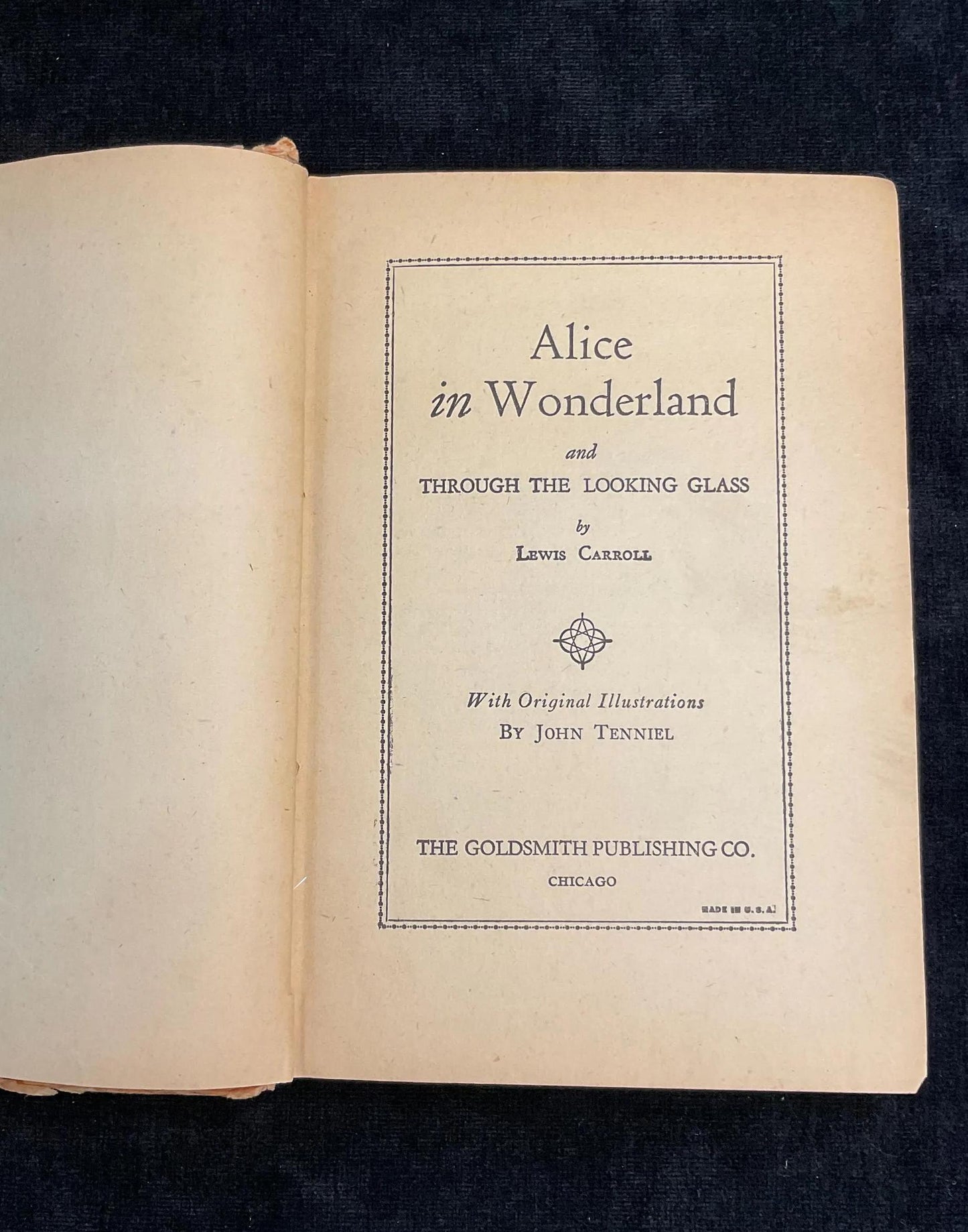 1930s Era Well Loved Alice in Wonderland and Through the Looking Glass, Lewis Carroll with Original Illustration by John Tenniel