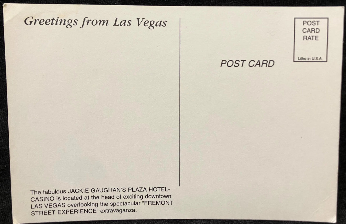 Jackie Gaughan's Plaza Hotel Casino in Las Vegas - Vintage Hotel Postcard