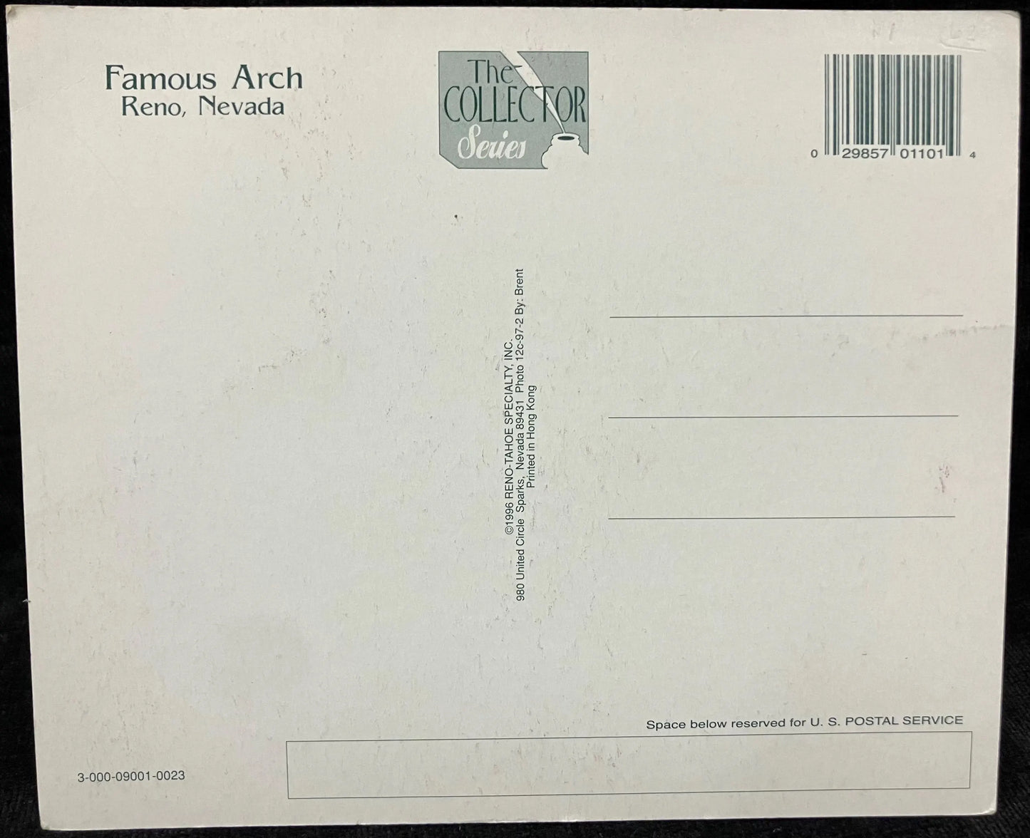 Famous Arch, Reno, Nevada - Printed in Hong Kong - Vintage Postcard