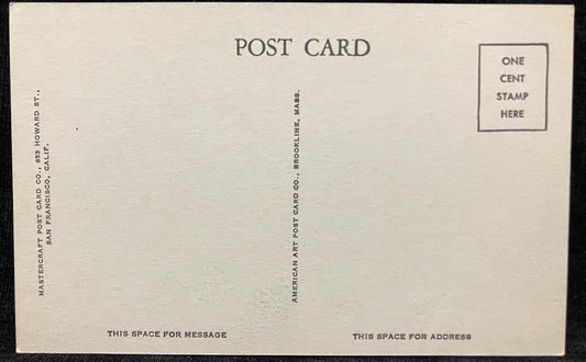 Vintage postcard with typographic design and placeholder text for message and address.
