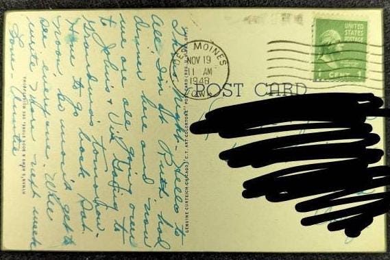 Library and Coliseum, Des Moines, Iowa - Postcard 1940s (Used)