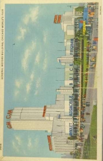 General Motors Building during the Chicago World's Fair, Illinois - Linen Postcard 1930s