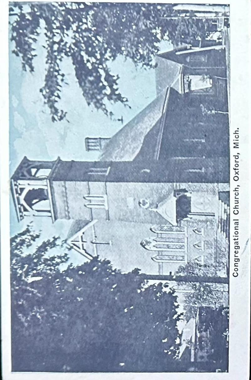 Congregational Church, Oxford, Michigan - Linen Postcard