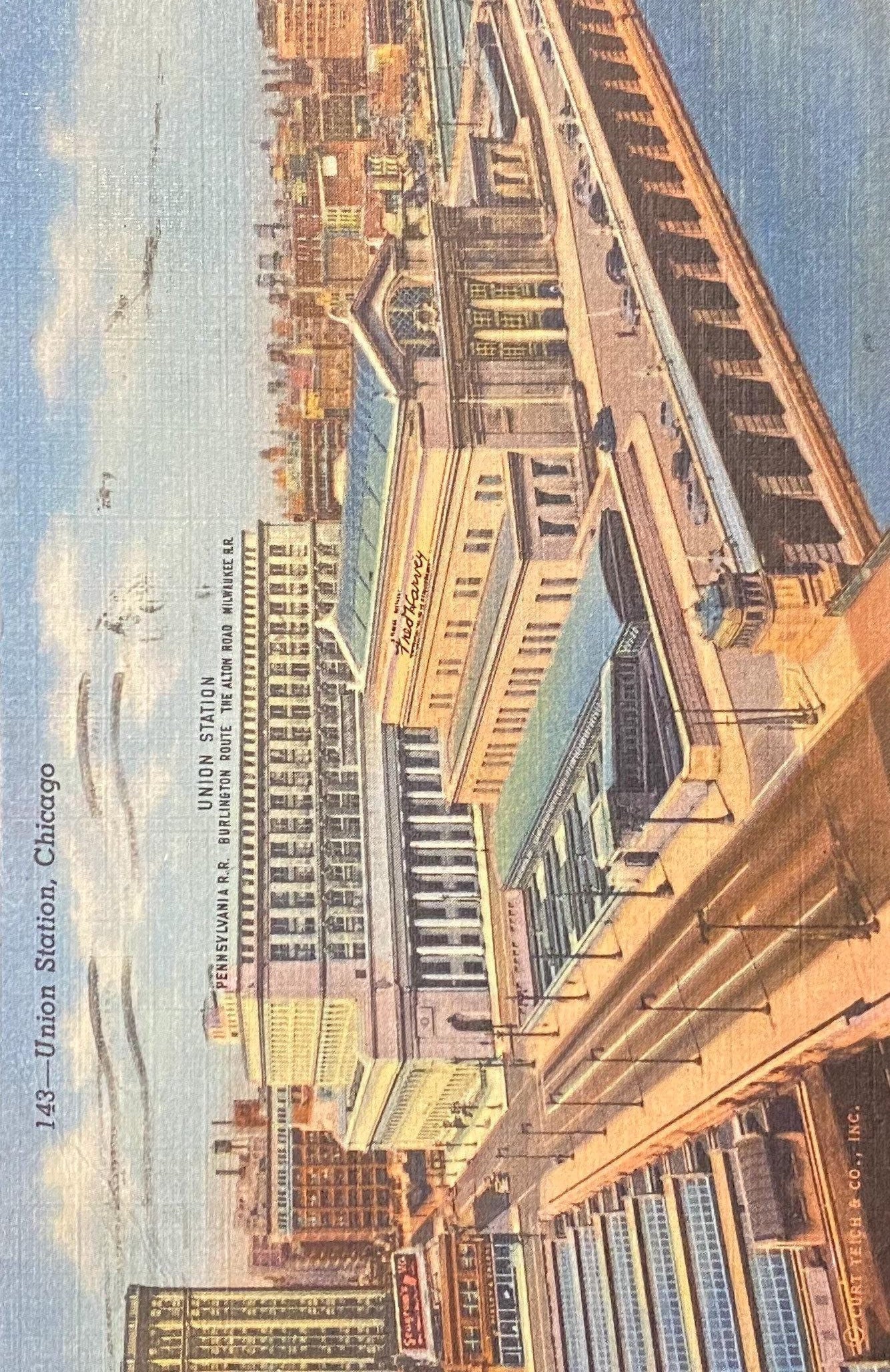 Union Station, Chicago, Illinois - 1940s Linen Postcard