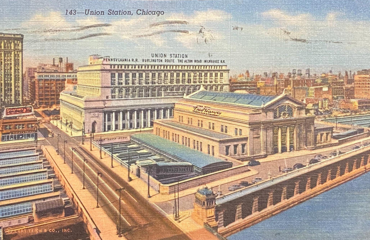 Union Station, Chicago, Illinois - 1940s Linen Postcard