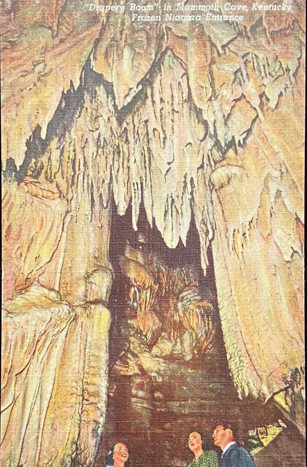 Drapery Room in Mammoth Cave - Kentucky - Frozen Niagara Entrance - 1939 Linen Postcard