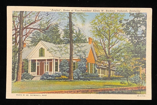 Angles - Home of Vice-President Alben W. Barkley - Paducah, Kentucky - 1940s Linen Postcard