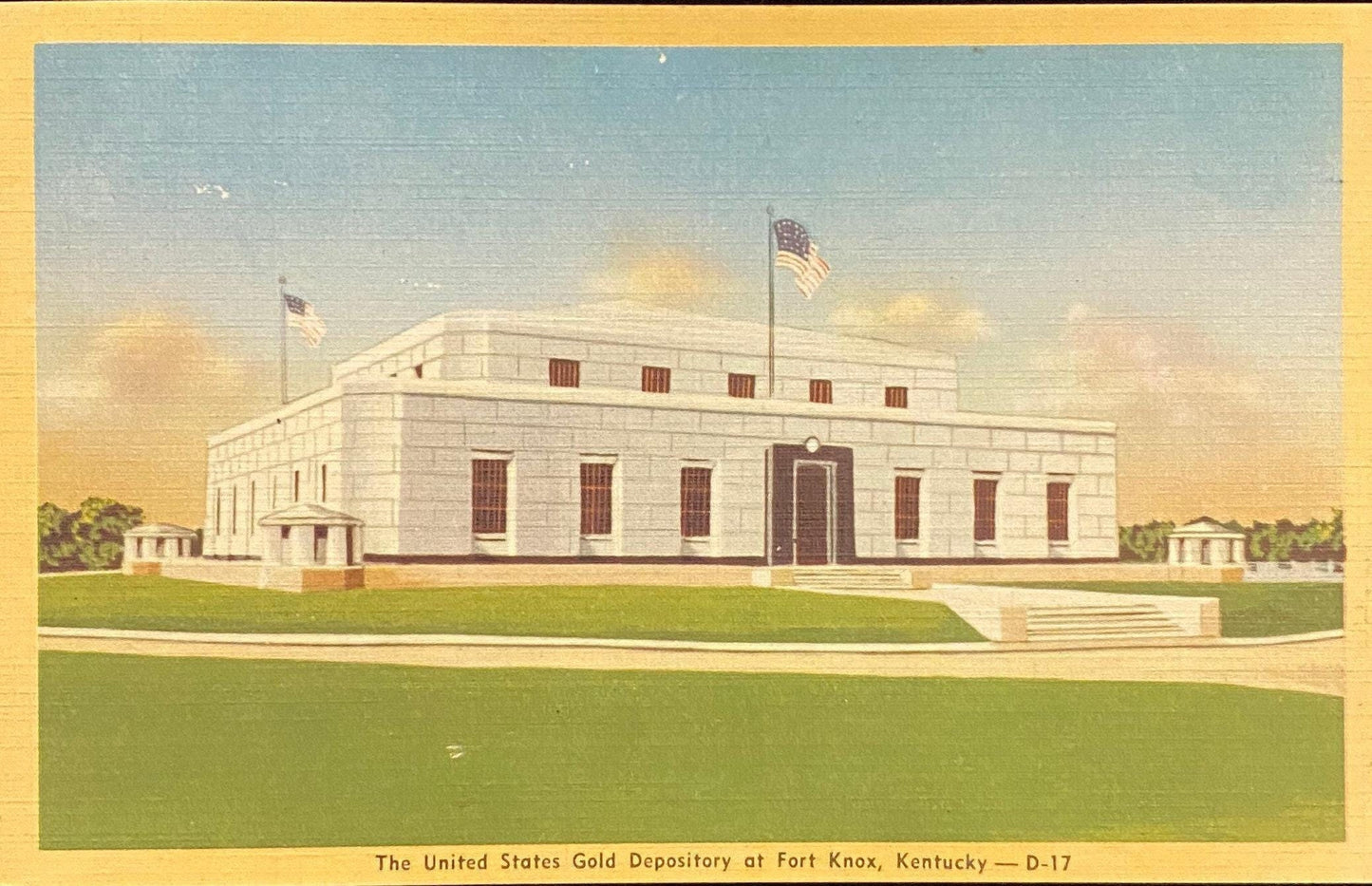The United States Gold Depository - Fort Knox, Kentucky - 1940s Linen Postcard