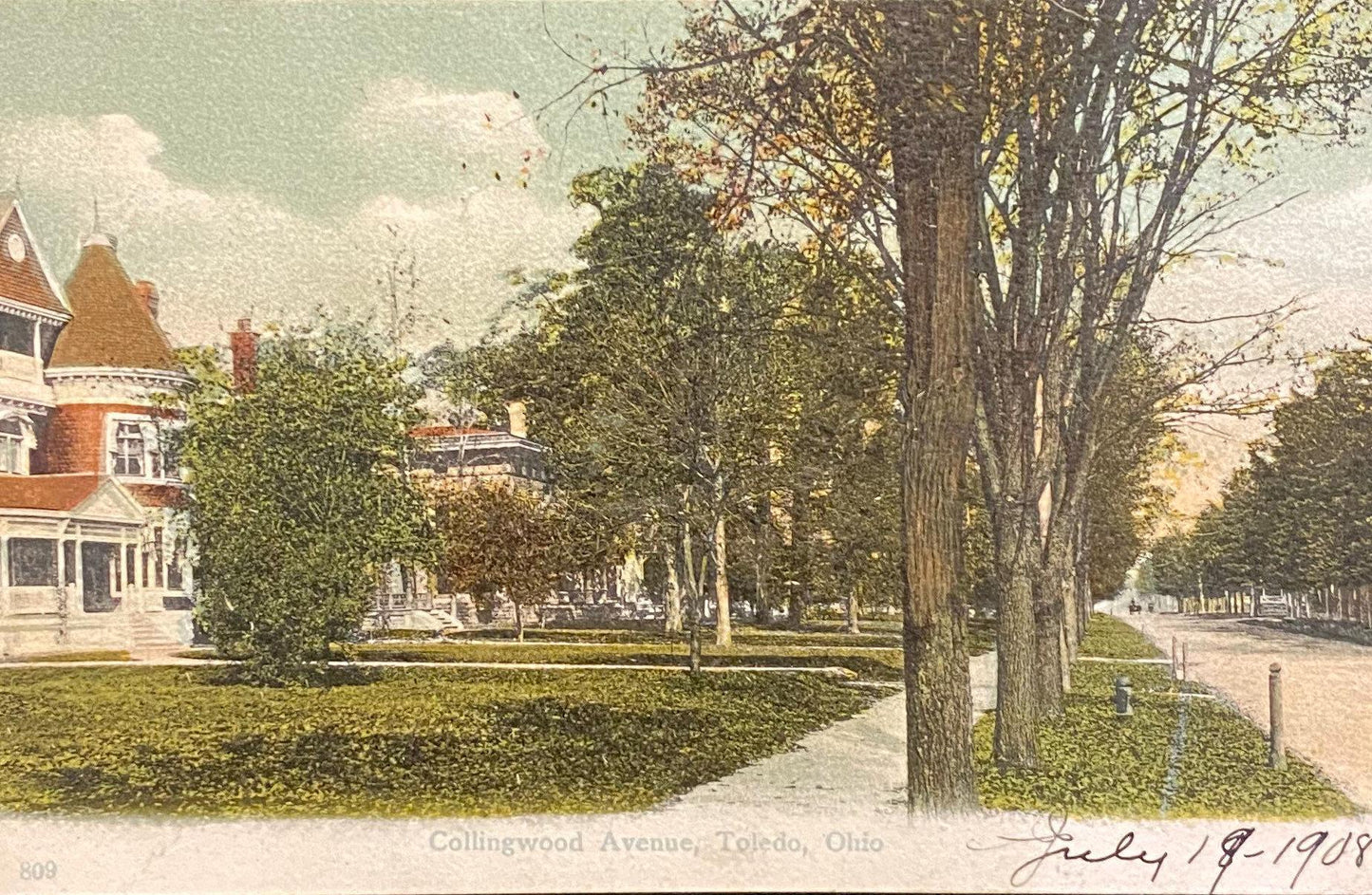 Collingwood Avenue - Toledo, Ohio - 1908 Postcard