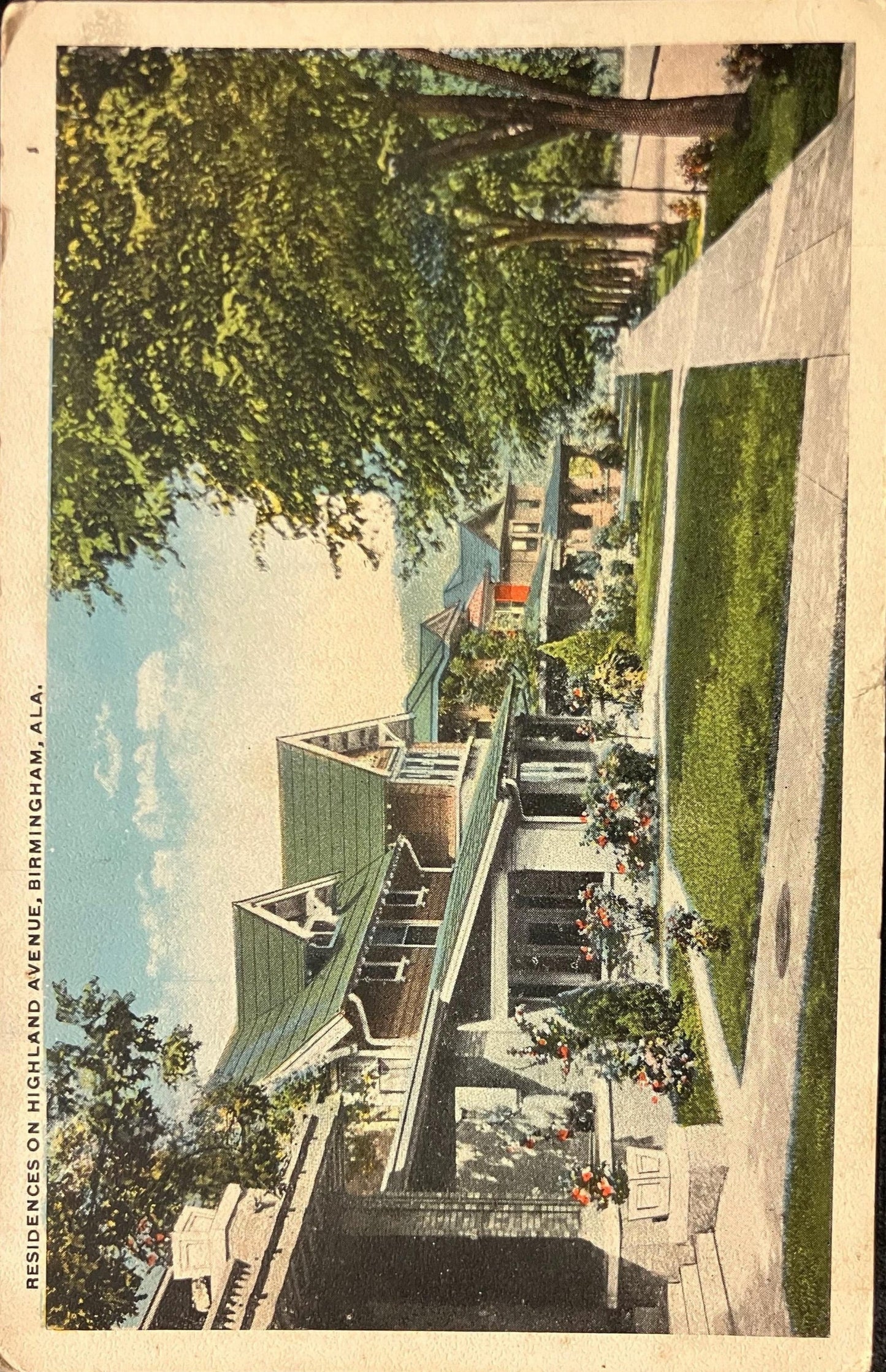 Residences on Highland Avenue - Birmingham, Alabama - Vintage Postcard