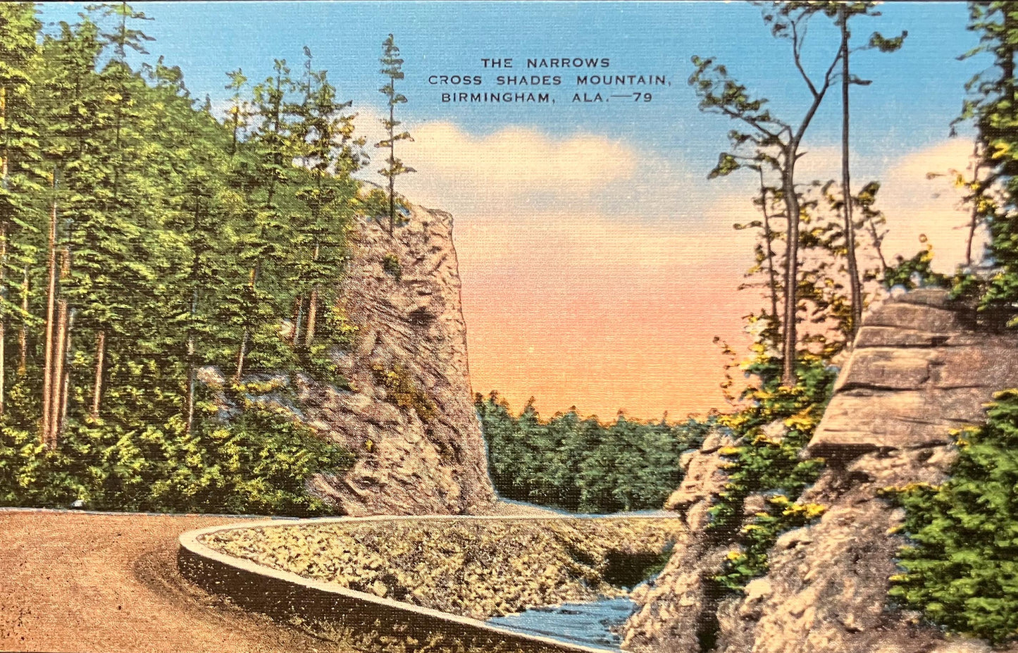 The Narrows - Cross Shades Mountain - Birmingham, Alabama - Vintage Postcard