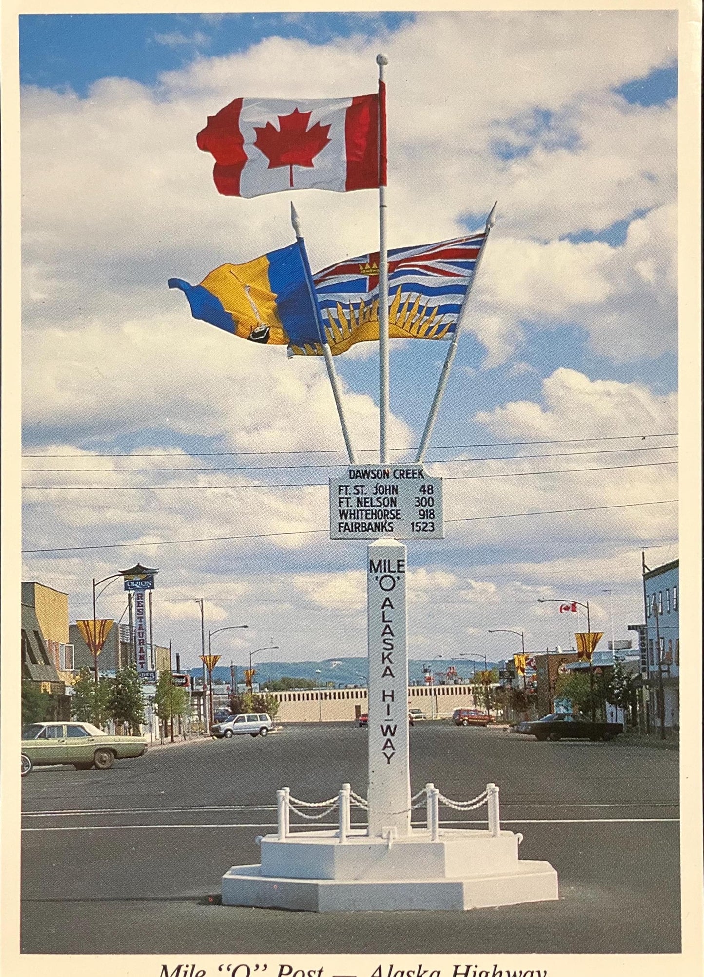 Mile "O" Post - Alaska Highway - Vintage Alaska Postcard