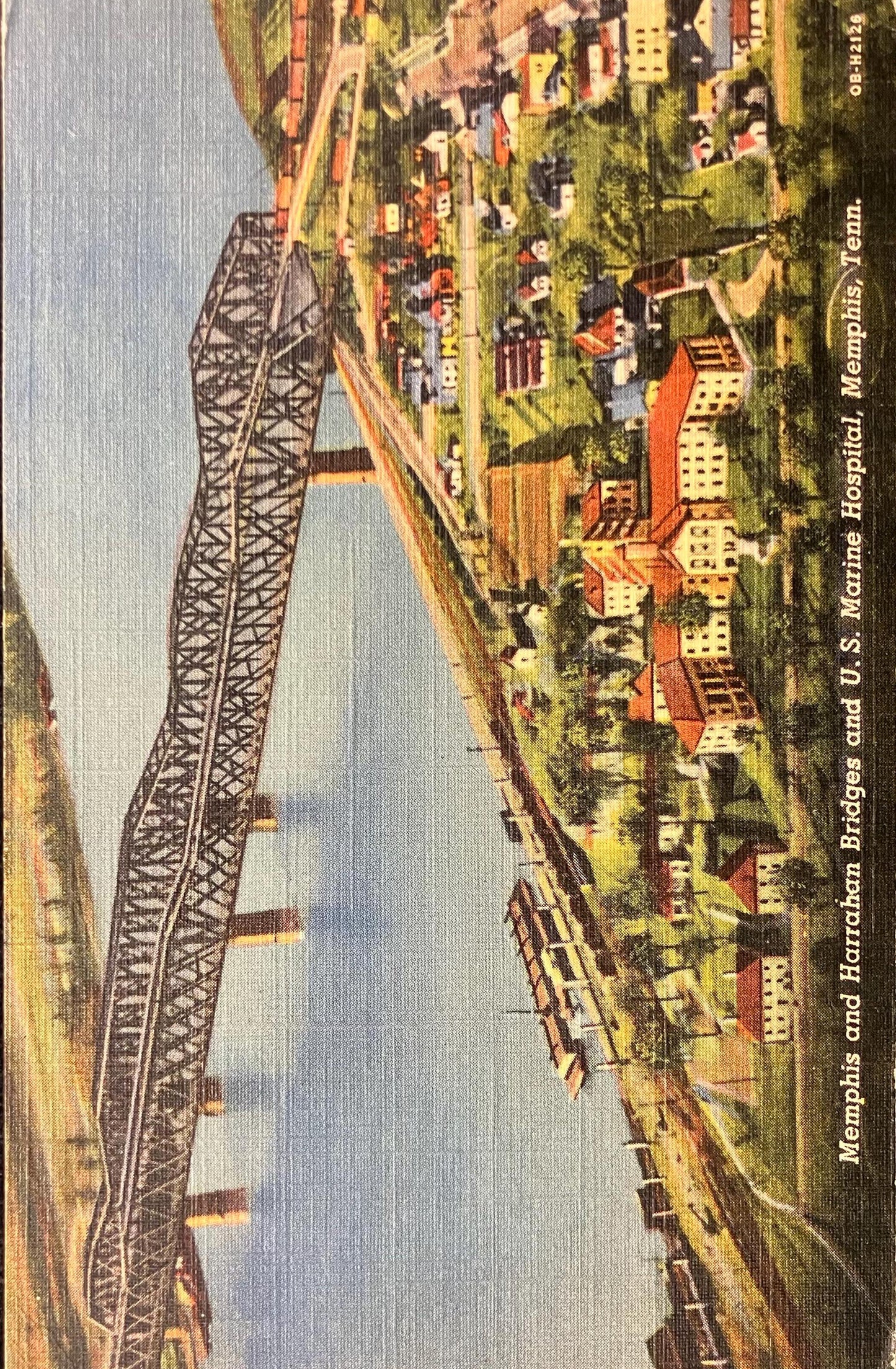 Memphis and Harrathan Bridges - U. S. Marine Hospital - Memphis, Tenn. - Vintage Bridge Postcard