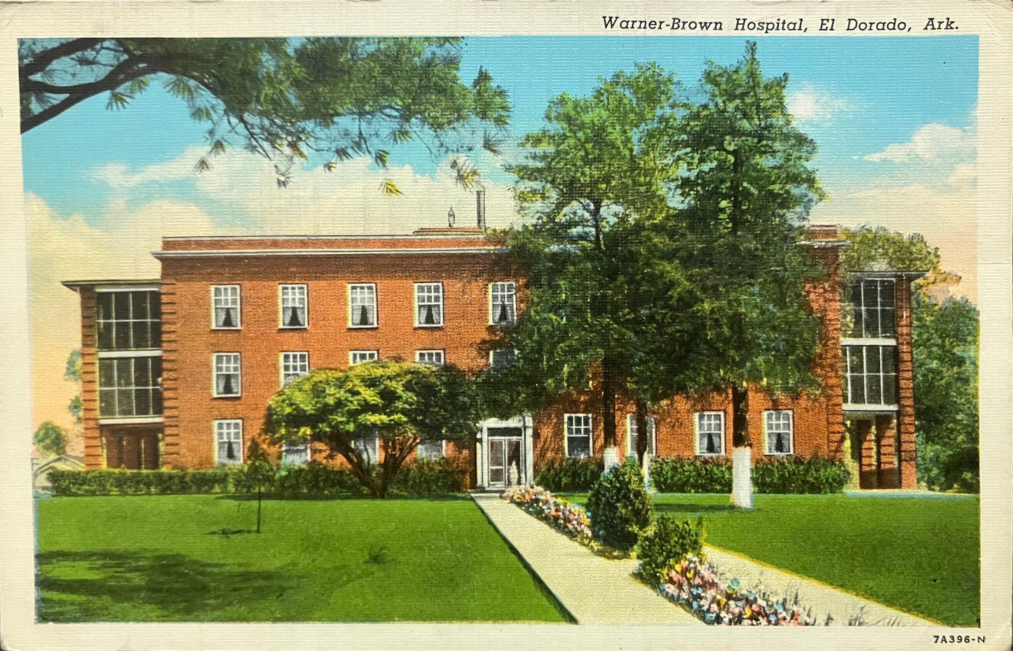 Warner-Brown Hospital - El Dorado, Arkansas - 1940s Linen Postcard