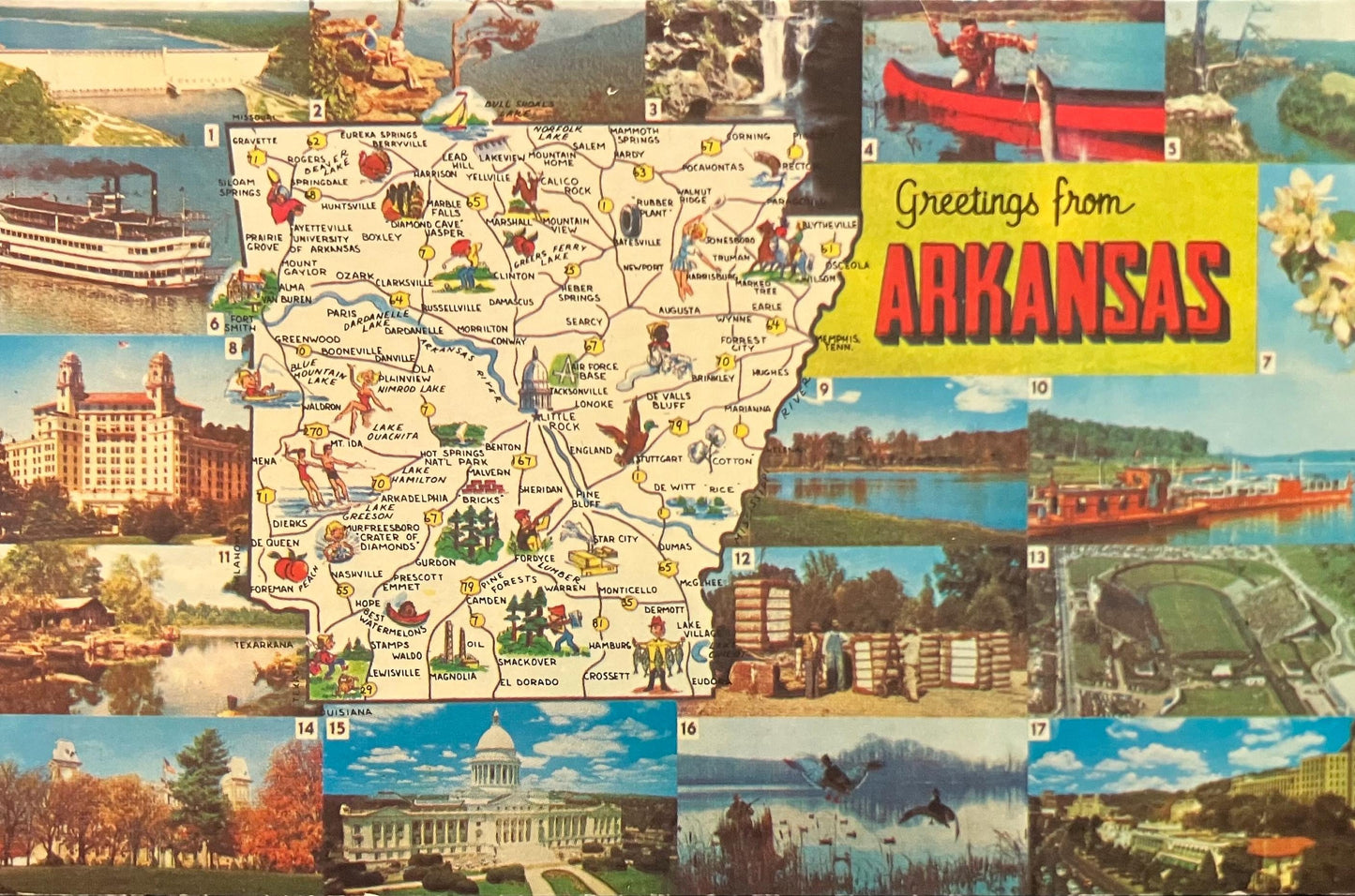 Greetings from Arkansas - 1970s Postcard