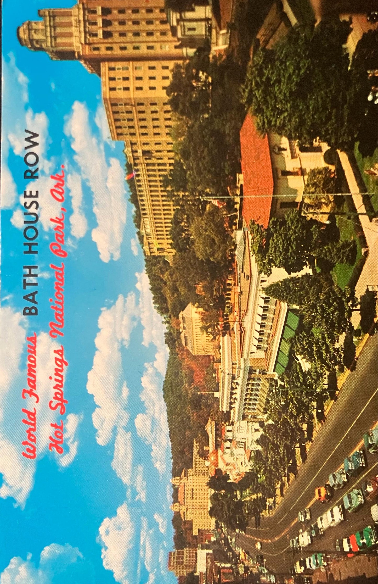 World Famous Bath House Row - Hot Springs National Park, Arkansas - Vintage Postcard