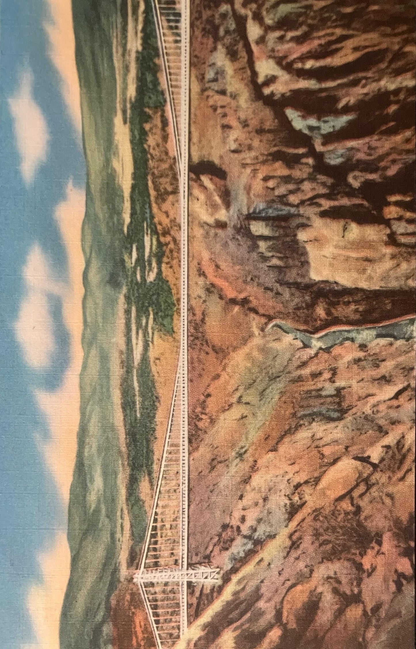 Panorama of the Royal Gorge - South Rim Observation Pavilion - Colorado - 1960s Linen Postcard