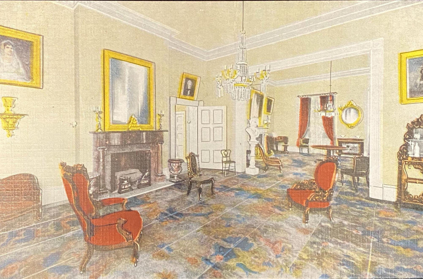Hermitage Drawing Room - Nashville, Tennessee - Linen Postcard