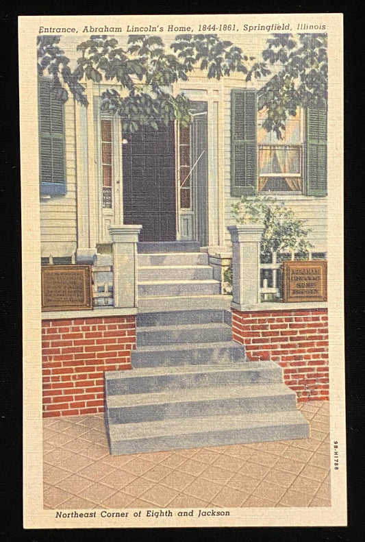 Entrance, Abraham Lincoln's Home - 1844-1861 - Springfield, Illinois - 1949 Linen Postcard