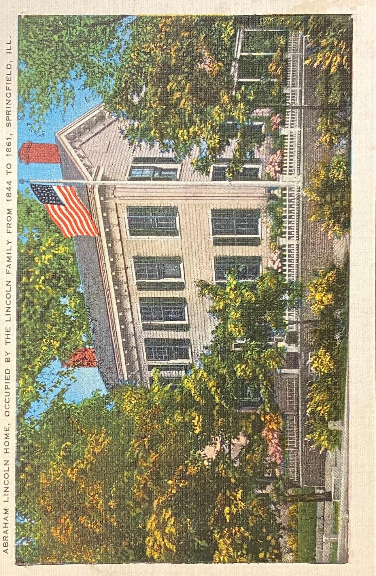 Abraham Lincoln Home, Occupied by the Lincoln Family From 1844 to 1861, Springfield, Illinois - 1940s Linen Postcard